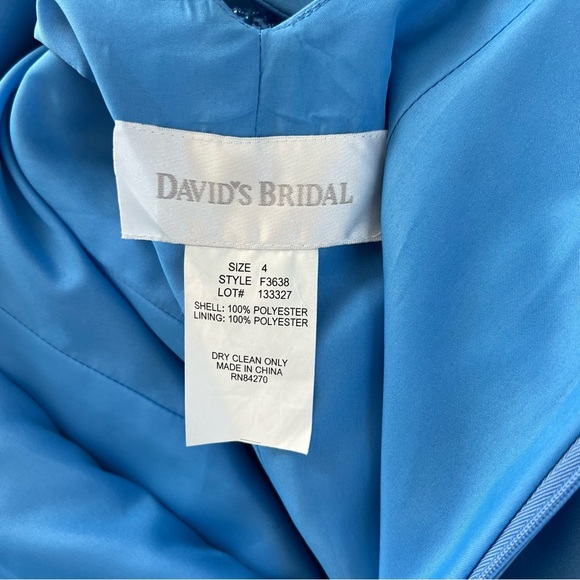 VTG y2k David’s bridal blue formal prom wedding dress high neck beaded slit - Picture 7 of 7